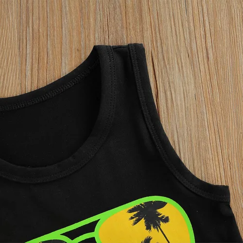 Vista 3 de Conjunto de pantalones cortos para niños pequeños, camiseta estampada junto al mar, 2 piezas, ropa de verano