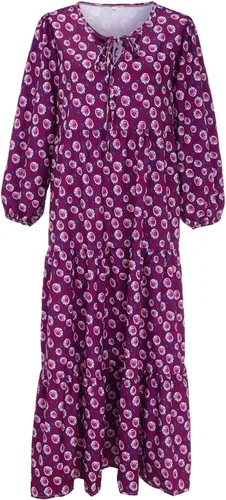 Vista 4 de Vestidos de otoño 2023 para mujer, estilo casual, cuello en V, media manga, vestido largo, suelto, bohemio, patrón geométrico, vestidos de falda