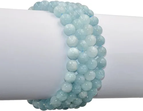 Vista 3 de AD Beads - Pulsera elástica de cuentas redondas naturales de 516 pulgadas