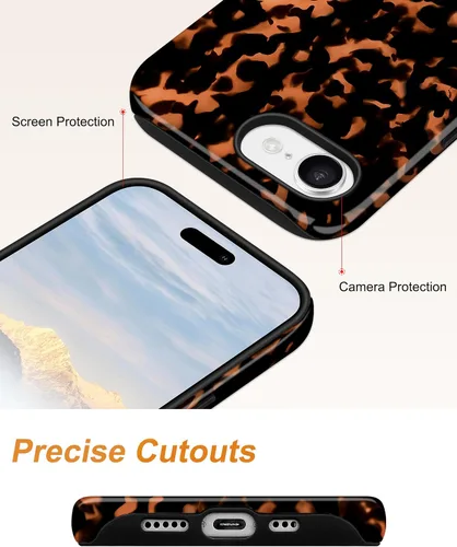 Vista 637 de Jusy Funda compatible con MagSafe con estampado de caparazón de tortuga marrón para iPhone 7/8/SE, cubierta protectora de TPU suave magnética