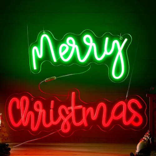 Vista 15 de Xuhal Letrero de neón de campana de Navidad, luces de neón de Navidad, señal LED iluminada por USB para decoración de pared, barra, sala de estar