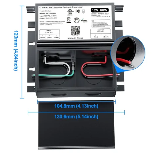 Vista 7 de Controlador LED regulable de 60 W y 12 V para regulador Lutron y Leviton, transformador de fuente de alimentación de CA a CC triac/ELV/MLV para tira
