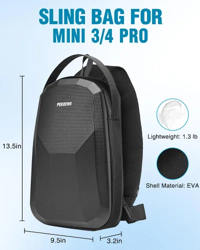 Vista 9 de Mini 3 Caso, para DJI Mini 3/4 Pro Fly More Combo, Mochila Sling Negro