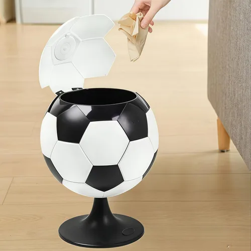 Vista 4 de Un cubo de basura automático con sensor de movimiento en forma de fútbol, contenedor de cocina manos libres sin contacto con tapa inteligente