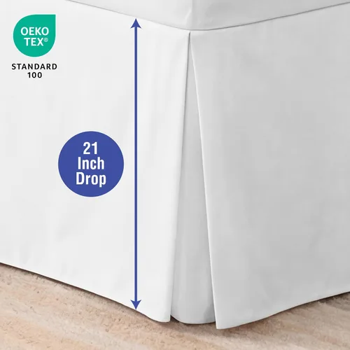 Vista 2 de Spacemaker Falda de cama extra larga con caída de 21 pulgadas, individual, blanco