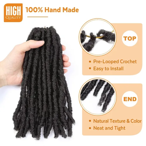 Vista 4 de WIGNEE Cabello de Ganchillo 120 Hebras Locs Sintéticos 8 Pulgadas Locs Suaves Pre-Trenzados 6 Paquetes Cabello de Ganchillo Pre-Anudado para Mujeres