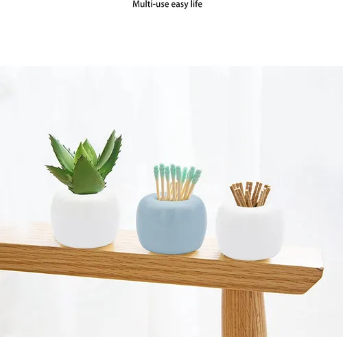 Vista 4 de Paquete de 4 mini soportes de cerámica para cepillos de dientes individuales mínimos para baño