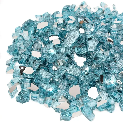 Vista 13 de Stanbroil - Vidrio de fuego de 10 libras – Cristal de fuego templado reflectante de 1/2 pulgada para chimenea de hoguera, azul Pacífico reflectante
