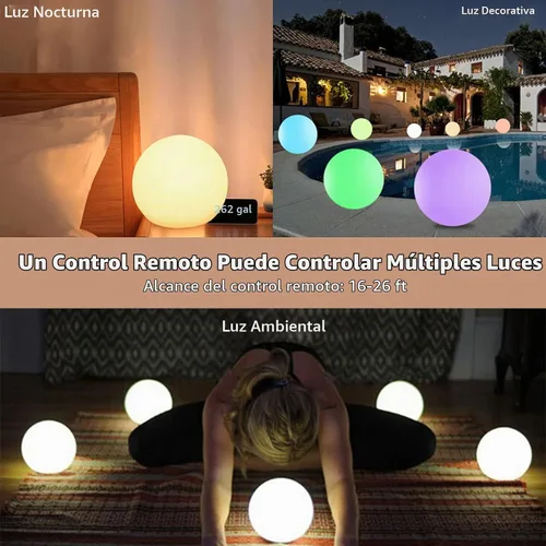 Vista 7 de Luz LED de bola de 6 pulgadas, luces nocturnas recargables multicolor, impermeable, regulable, lámpara de estado de ánimo con control remoto