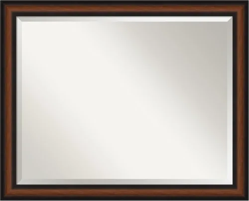 Vista 9 de Amanti Art Espejo de baño marrón para sobre el fregadero, espejo rectangular de tocador rectangular de nogal Harvard de 25 x 21 pulgadas, marco