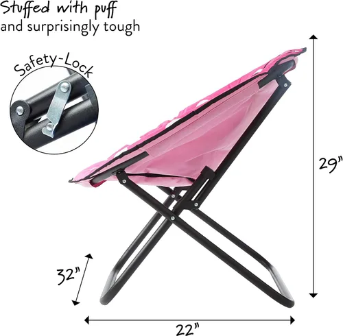 Vista 2 de Disney Minnie Mouse - Silla plegable de felpa con platillo plegable de 32 pulgadas y marco de metal para niños, adolescentes y adultos