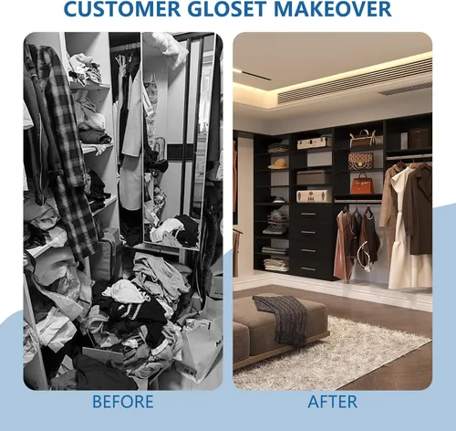 Vista 6 de Unidad Colgante Doble Mediana para Closet, Sistema Modular de Closet, Organizador de Sistema de Closet de Madera con Almacenamiento para Walk-in