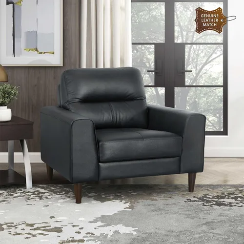 Vista 9 de Lexicon Juego de 2 muebles de sala de estar, juego de sofá de cuero de grano superior, brazo de pista, patas de madera maciza, cómodos sofás que