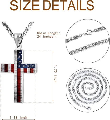 Vista 8 de JUHIOPOI Cross Pendant Necklace For Mens Women Jewelry Religious Pendant Chain Necklace
