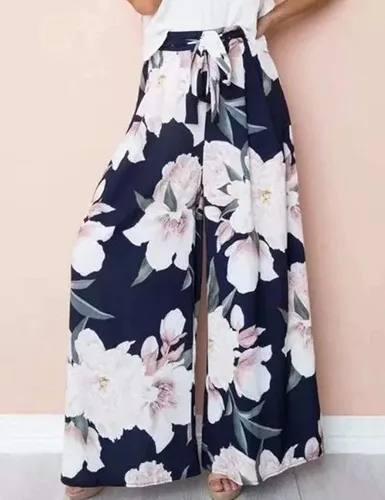 Vista 2 de TICOSA Pantalones de mujer con estampado Palazzo Lounge de pierna ancha casual con bolsillos