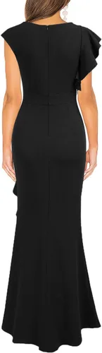 Vista 2 de WOOSEA - Vestido largo, entallado de cóctel para mujer, estilo sirena con abertura, de noche