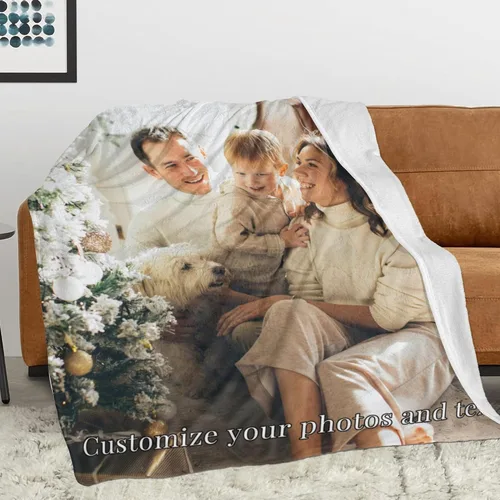 Vista 2 de Envía al Día Siguiente, Manta Personalizada con Texto en Imagen, Manta Personalizada de Collage de Fotos, Manta de Franela Personalizada, Regalos