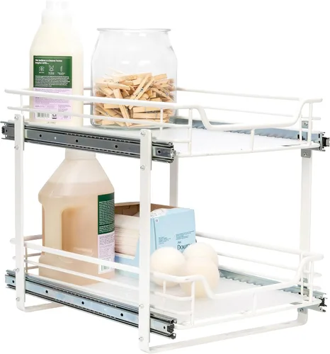Vista 16 de Household Essentials Organizador extraíble de dos niveles de acero negro mate
