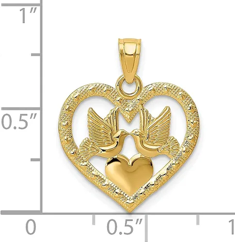 Vista 3 de Collar con dije de palomas de oro amarillo de 14 quilates con dije de corazón para mujer regalo para ella Oro amarillo