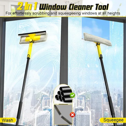 Vista 2 de Escobilla de ventana profesional con poste de extensión de 60