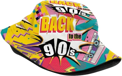 Vista 2 de Sombrero de pescador retro de los años 80 y 90 para mujeres y hombres, sombrero de sol para exteriores, plegable, accesorios de traje de fiesta