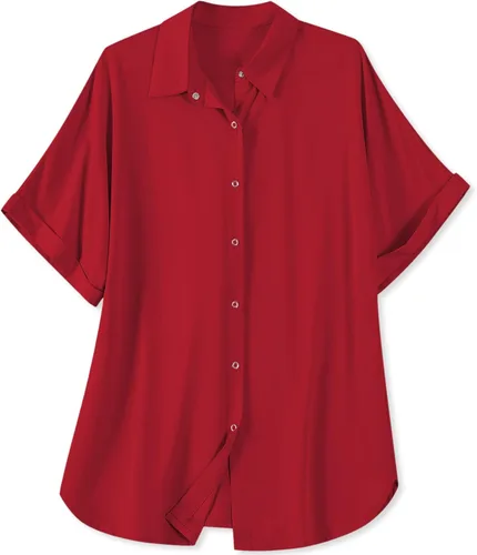 Vista 9 de Blusa suave casual de manga corta con broche frontal para mujer