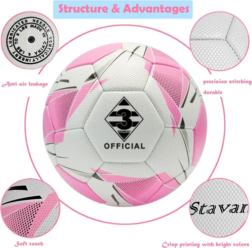 Vista 2 de Balón de fútbol de tamaño 3/4/5 con bomba y aguja, kit de pelota de fútbol Sofu de poliuretano para interiores y exteriores, práctica