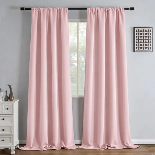 Vista 12 de IGEMAEVE Cortinas opacas para dormitorio, color beige, 52 pulgadas de ancho