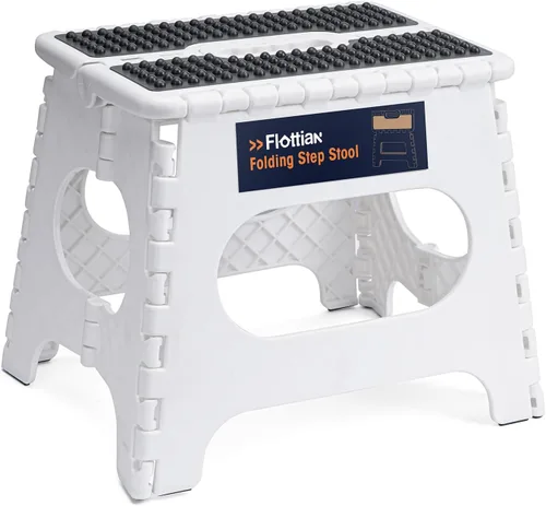 Vista 19 de Flottian Taburete plegable de 13 pulgadas para adultos y niños con capacidad para hasta 300 libras, taburetes plegables antideslizantes con asa