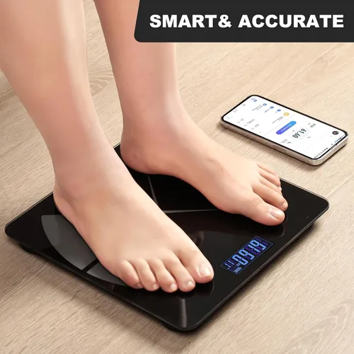 Vista 3 de APP Báscula de grasa corporal Báscula de peso inteligente Báscula corporal Báscula de peso inteligente recargable, báscula de baño digital