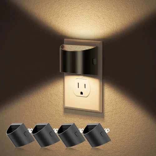Vista 20 de JandCase Luz nocturna, luces nocturnas automáticas enchufables a la pared, paquete de 2 luces nocturnas modernas con sensor de luz automática, luz