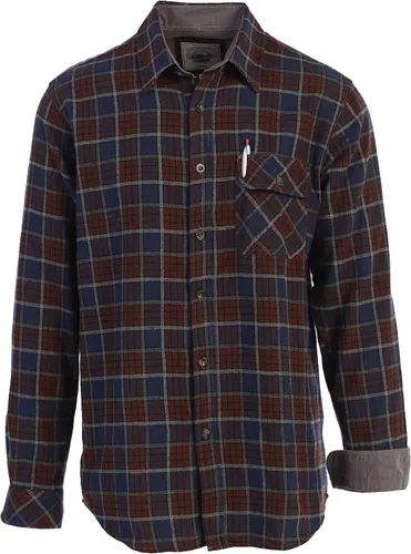 Vista 13 de Gioberti - Camisa a cuadros de franela cepillada de 100% algodón para hombre con contraste de pana Carbón vegetal