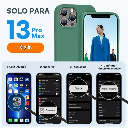 Vista 2 de Miracase Funda diseñada para iPhone 13 Pro Max con protector de pantalla, [forro de microfibra suave antiarañazos], funda protectora de silicona