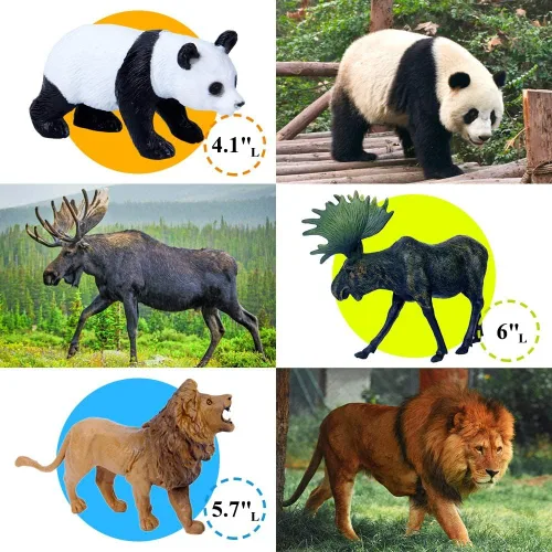 Vista 3 de Figuras de juguetes de animales de safari, 12 figuras realistas de animales salvajes de la selva, juego de animales de zoológico africano grande