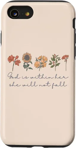Vista 18 de God is Within Her She Will Not Fall Psalms 46:5 Boho Flowers Case for iPhone 17