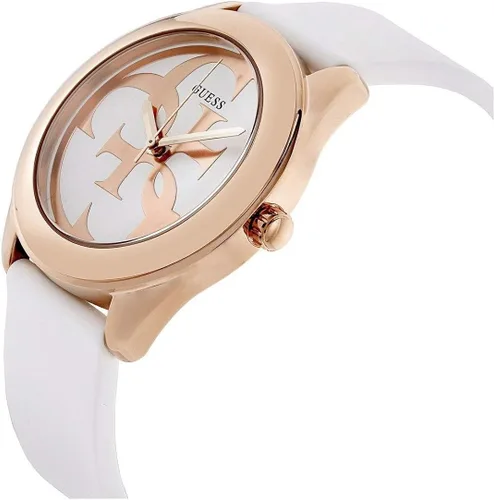 Vista 4 de Guess G Twist Reloj de señoras de correa de silicona con esfera blanca W0911L5