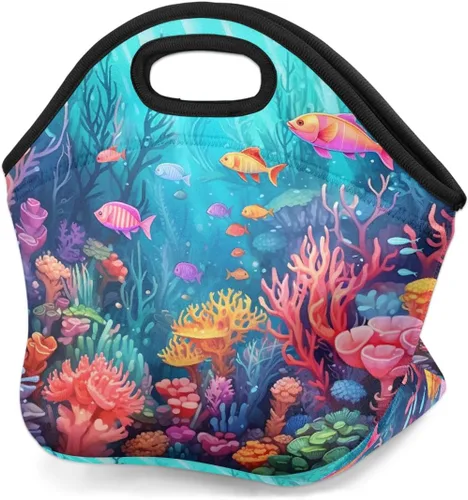 Vista 11 de Bolsas de almuerzo de neopreno con balón de fútbol en fuego de hielo para mujeres, bolsas de almuerzo, lavables, aisladas, para el trabajo, picnic