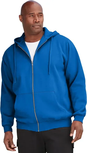Vista 23 de KingSize - Chaqueta de forro polar con capucha y cremallera frontal para hombre Negro