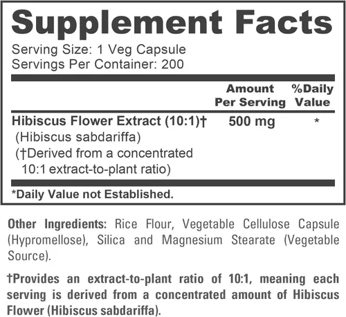 Vista 4 de NusaPure Cápsulas de flores de hibisco, 500 mg, 200 cápsulas vegetales (sin OMG, veganas)