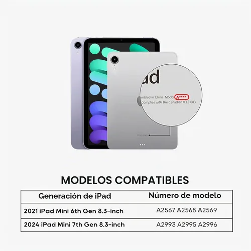 Vista 6 de edaiser Funda de teclado giratoria para Apple iPad mini 6ª 7ª generación a17 Pro, teclado Bluetooth compacto con trackpad retroiluminado RGB Negro