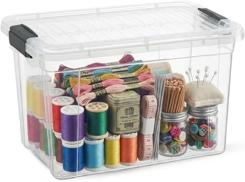Vista 37 de Superio Mini contenedor de almacenamiento de plástico para crayón, suministros de arte y estuche de costura, organizador pequeño apilable