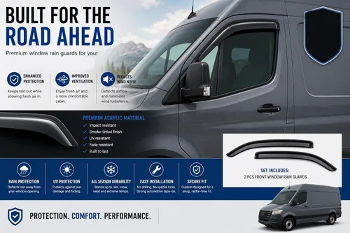 Vista 5 de Black Horse Off Road [BHOR] Protectores de lluvia / deflectores de viento compatibles con Mercedes Sprinter 1500 19-25 19-25 Mercedes Sprinter
