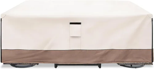 Vista 12 de Funda rectangular para mesa de exterior, impermeable, resistente, para muebles de patio, funda rectangular para mesa de comedor al aire libre, 60