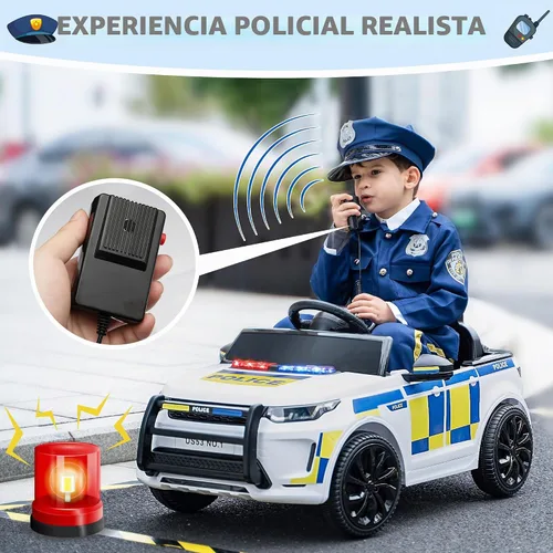 Vista 2 de TOBBI Coche eléctrico de policía para que los niños conduzcan con control