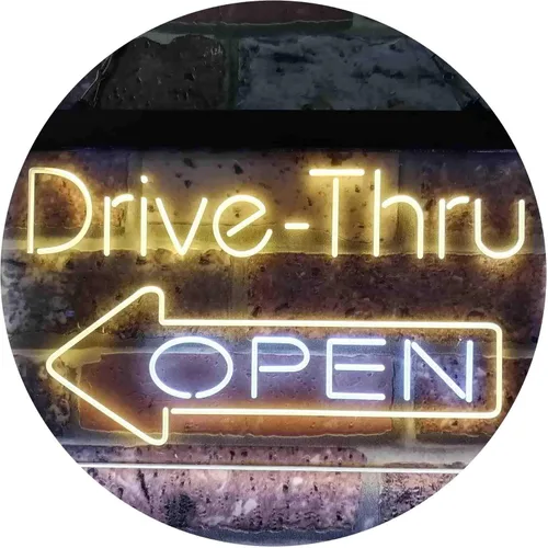 Vista 16 de ADVPRO Drive Thru Open Flecha Izquierda Señal de neón LED de doble color, azul y rojo, 24 x 16 pulgadas st6s64-i3827-br