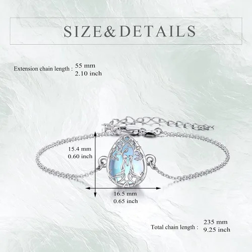 Vista 4 de YFN Pulsera de plata de ley con el árbol de la vida para hermana, regalo de cumpleaños para hermanas (pulsera de plata de hermana)