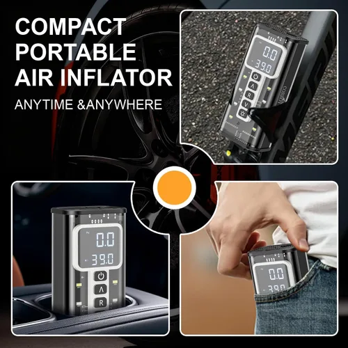 Vista 5 de Inflador de neumáticos Corroy Compresor de aire portátil, inflador de neumáticos inalámbrico de 150 PSI con indicador digital y luz LED, bomba