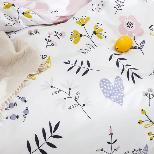 Vista 4 de OTOB - Juego de funda de edredón y 2 fundas de almohada, 100% algodón, diseño floral
