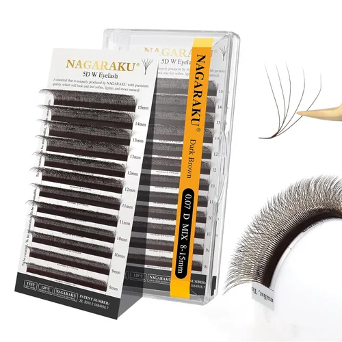Vista 376 de NAGARAKU Extensiones de pestañas prefabricadas en abanico 3D W 0.05 C 0.315 0.05-C 3D W