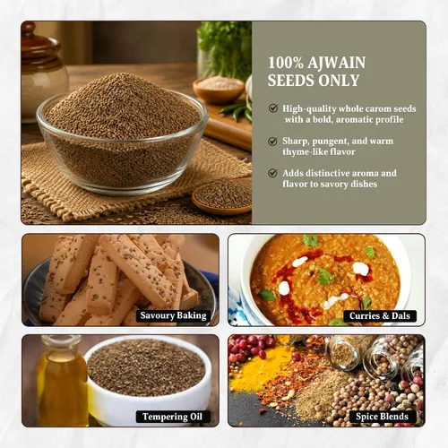 Vista 4 de Yogi's Gift - Semillas Ajwain de 4 onzas, semillas enteras de Carom Ajwain aromático para condimentos, cocinar y hornear todos los días, adecuado